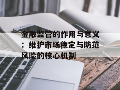 金融监管的作用与意义：维护市场稳定与防范风险的核心机制
